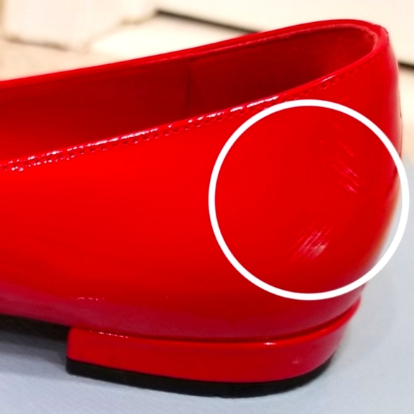 Authentic Prada Calzature Donna Vernice Red Patent Leather Buckle Ballet Flats - Picture 9 of 12